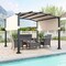 Costway 10' x 10' Outdoor Pergola with Retractable Sunshade Canopy Anchored Plates Patio Beige/Grey
